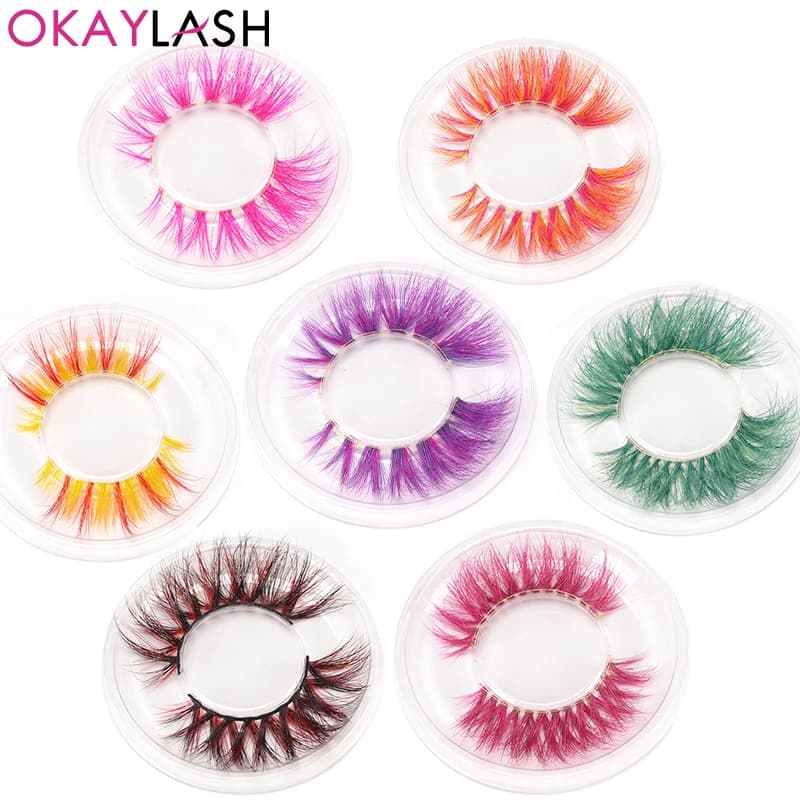 OKAYLASH 3D 6D faux cils colorés naturel réel vison moelleux Style Extension de cils maquillage Cosplay cils colorés