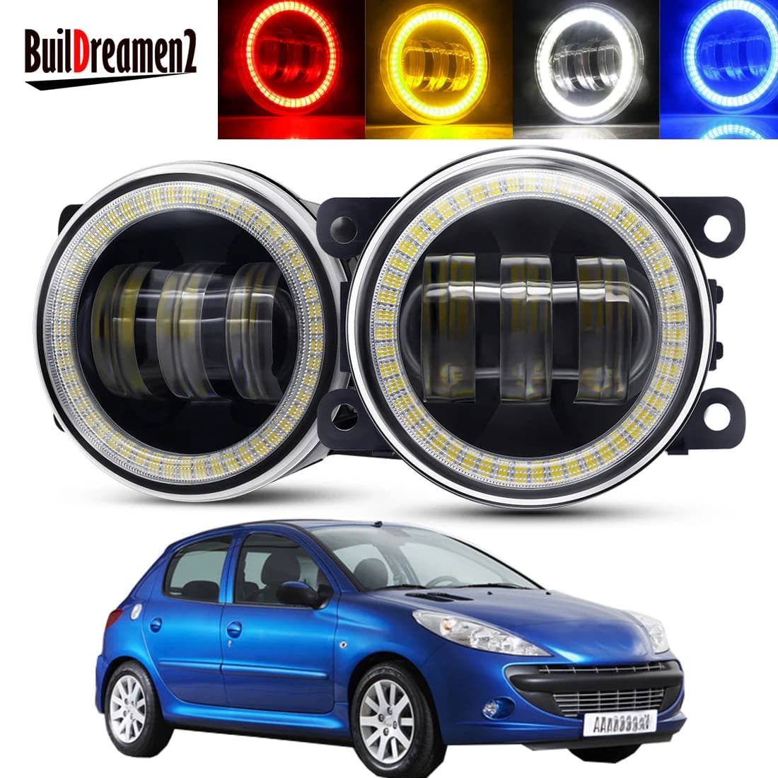 2 X ensemble de phares antibrouillard pour voiture, pour Peugeot 206 206 + T3E 2009 2010 2011 2012, lentille LED DRL, feux de jour 30W 12V