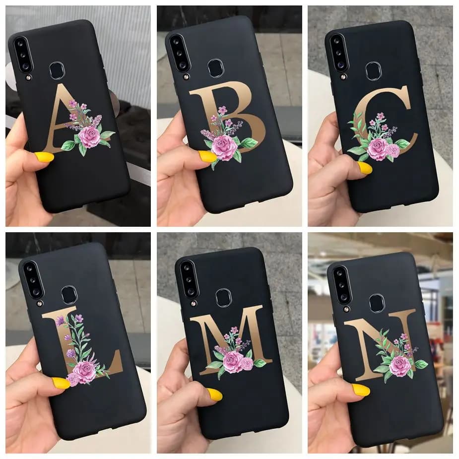 Coque arrière souple en TPU pour Samsung Galaxy A10, A20, A30, A40, A50, A70, A10S, A20S, A20E, coque de téléphone, pare-chocs, lettres simples, mode ABC