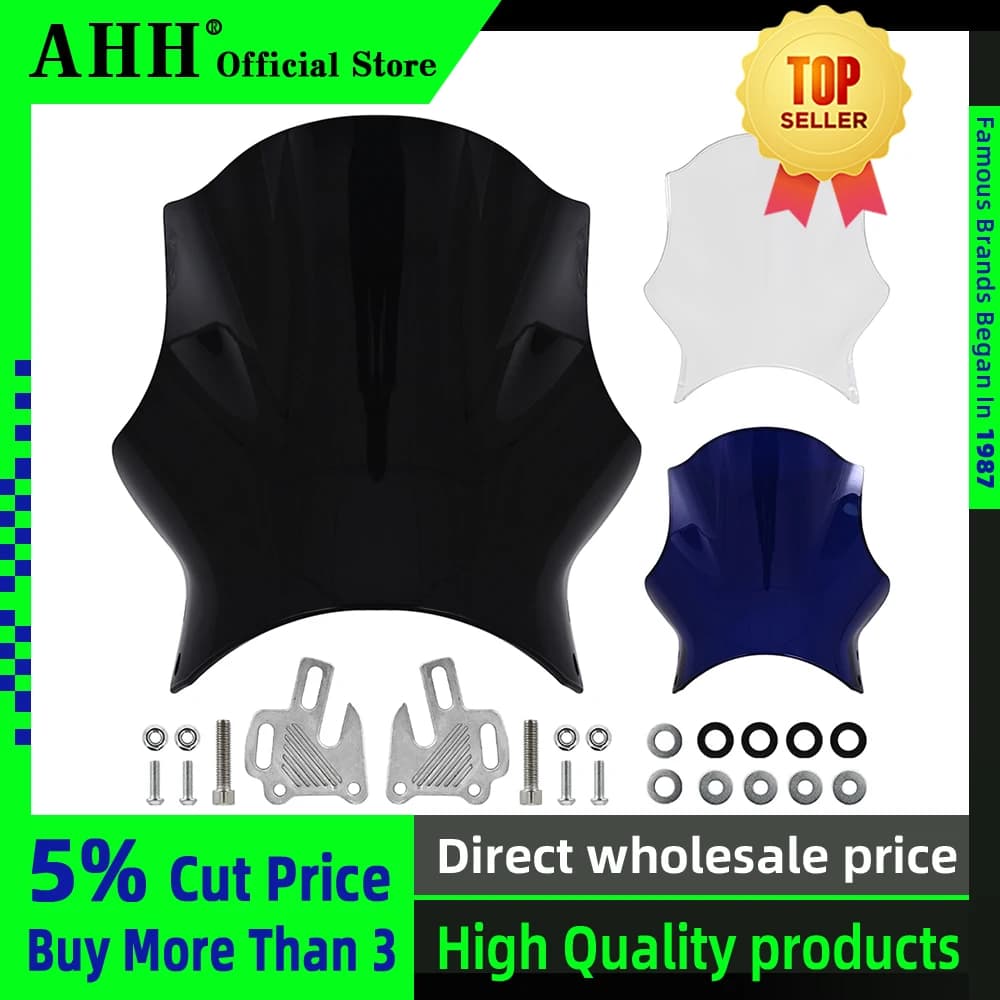 AHH – pare-brise de moto universel, lumières rondes, pour vélo de rue, comme pour HONDA Hornet CB400 CB600 CB750 CB900 CB919 CB250
