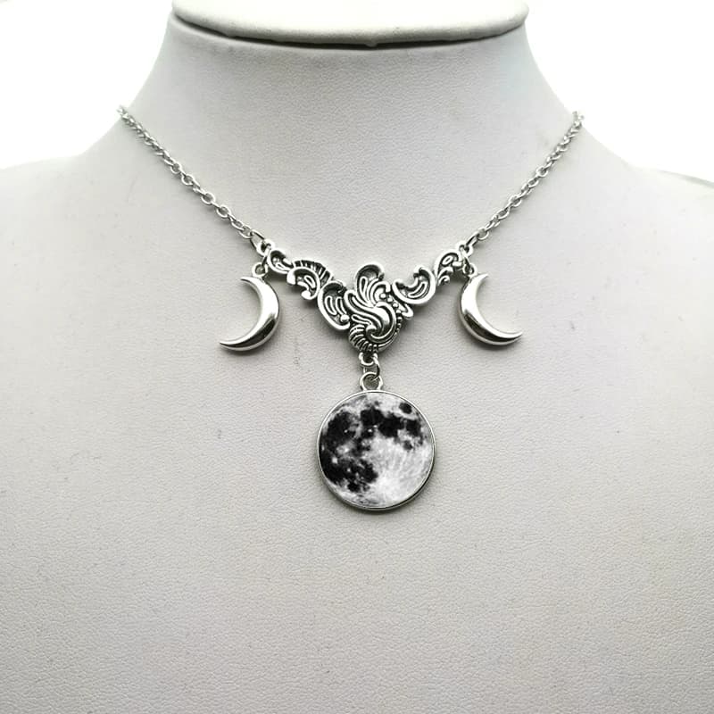 Collier pendentif croissant de lune en verre de cristal, bijoux de sorcière, collier de lune simple, cadeau de magicien Pprédéterminée
