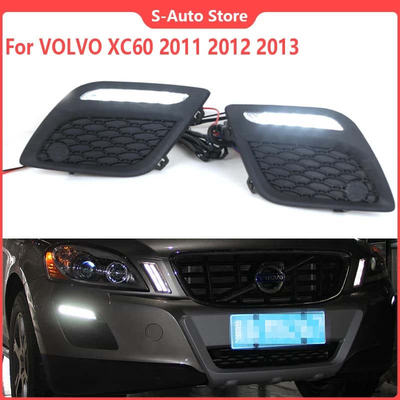 Feux de jour à LED pour Volvo XC60, feux de conduite, feux antibrouillard, couverture de lumière du jour, pièces automobiles, 12V, 2011, 2012, 2013, 1 paire