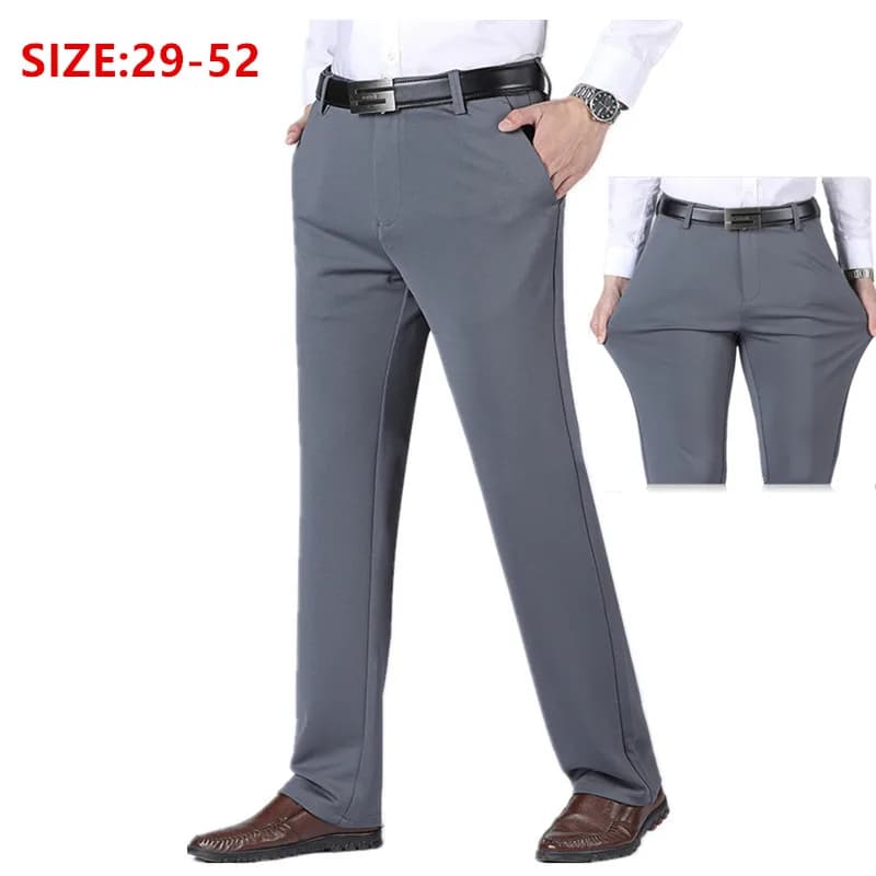 Optique-Pantalon droit élastique pour homme, pantalon de bureau, noir formel, bleu, grande taille, vêtements d'affaires, commandé, grand, 44, 48, 50, 52