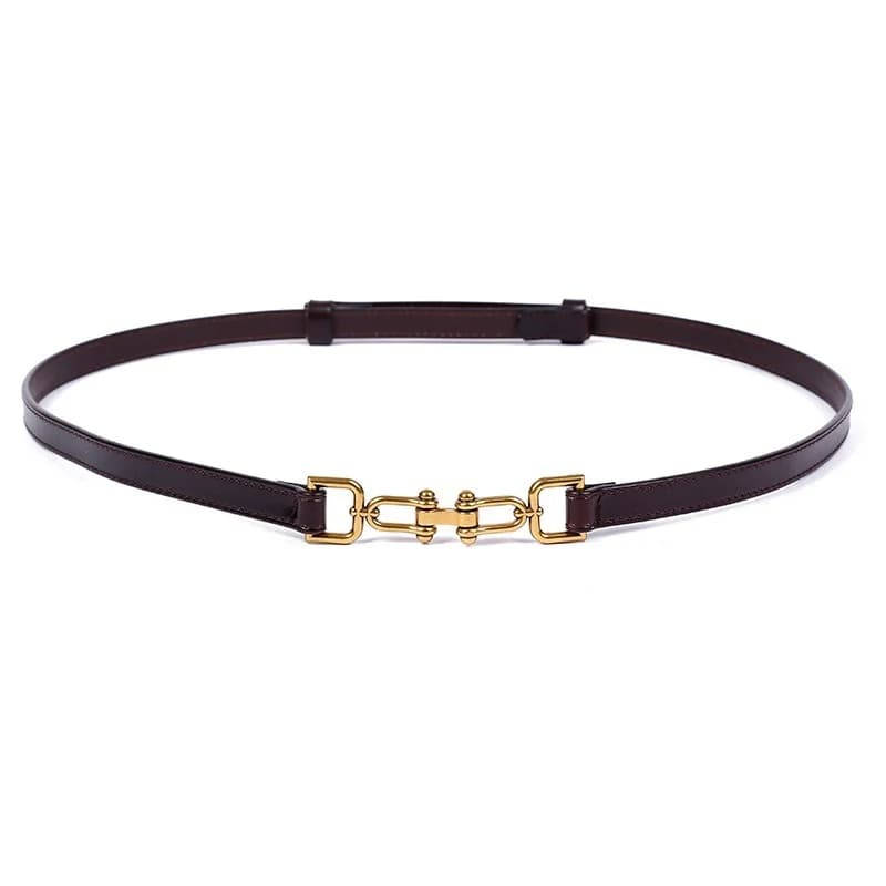 Ceintures réglables en cuir de vache pour femmes, mode de luxe, haute qualité, boucle de fer à cheval, jupe décorative fine rétro à la mode