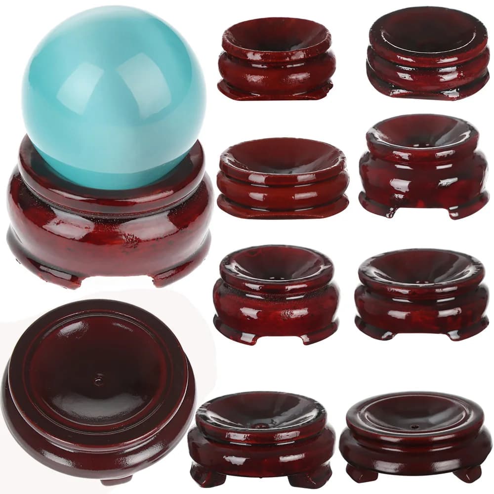 Base de globe de boule de cristal en bois naturel, présentoir l'inventaire, statue rétro, piédestal, sphère magique, support en bois, décoration d'intérieur