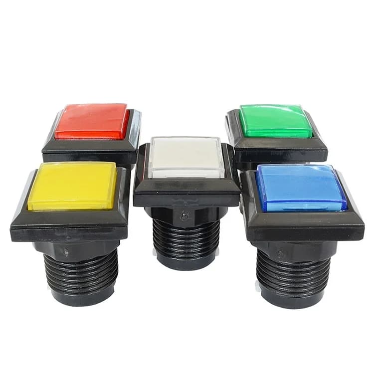 Lèvent poussoirs carrés éclairés pour arcade, lumière LED, micro-interrupteur intégré, 33x33mm, 12V