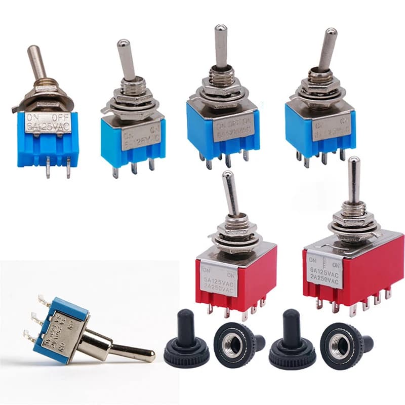 2 pièces 6mm commutateurs Miniature interrupteur à bascule unipolaire Double jet Mini capuchon étanche Micro Gadgets électroniques ON-OFF-ON 6A