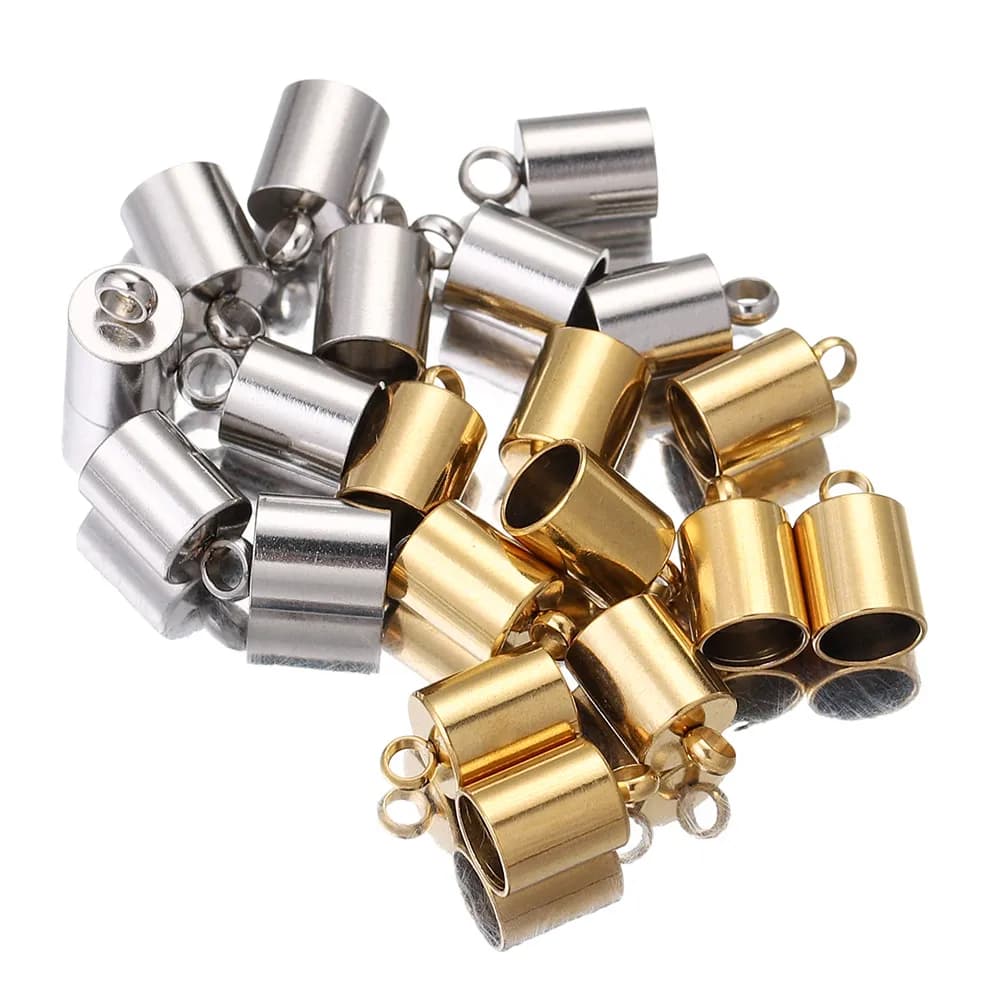 Lot de 10 fermoirs en acier inoxydable, argent et or, crochets, cordons, embouts, cordon pour la fabrication de bijoux, Bracelet, collier, résultats de bijoux à faire soi-même