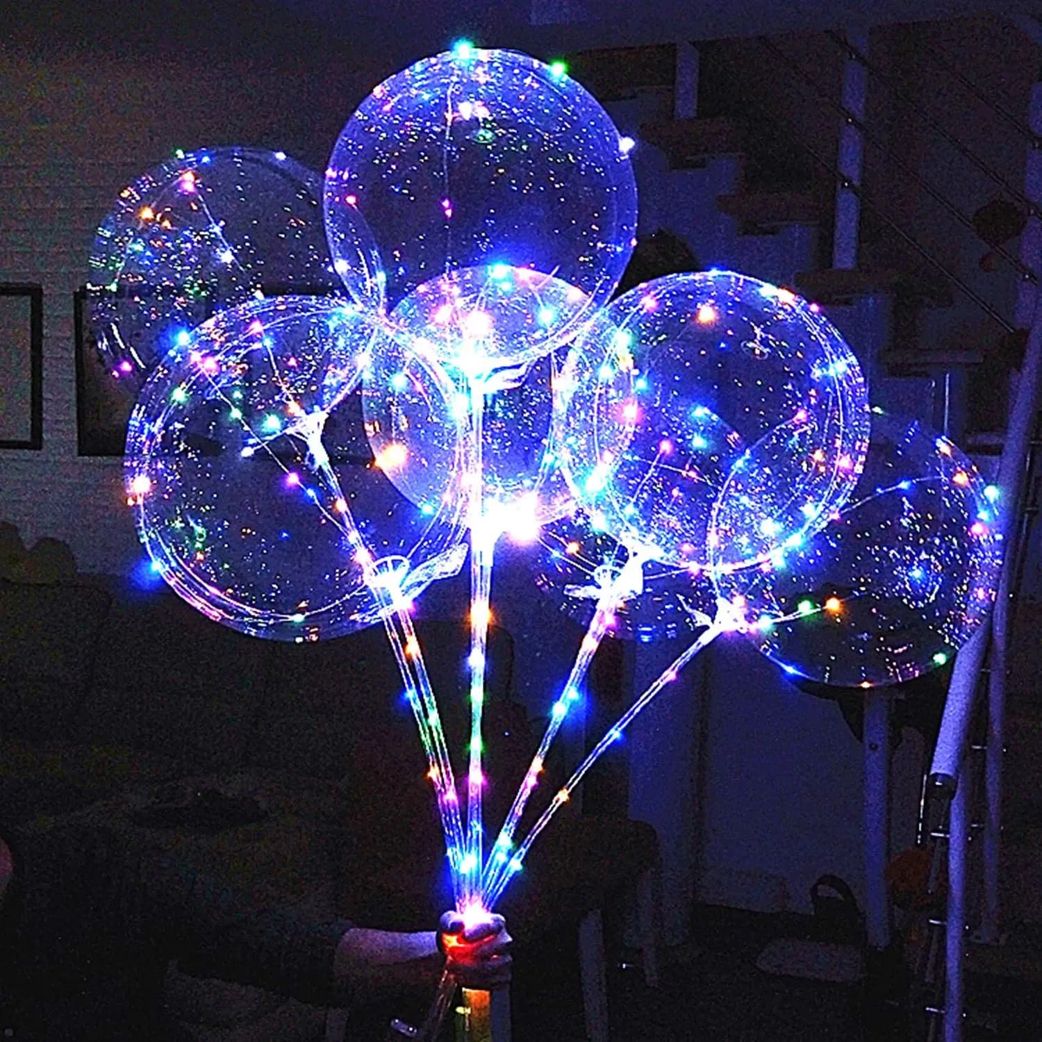 1pc LED éclairer les ballons avec bâton clignotant LED chaîne lumières 18 pouces ballons à bulles pour la décoration de fête d'anniversaire de noël