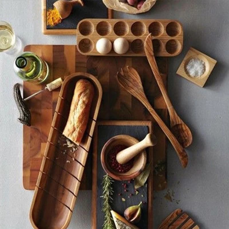 Boîte de Rangement en Bois d'Acacia pour la Cuisine, Conteneur à Double Nucleo pour le Ménage et le Réfrigérateur, Accessoires T1
