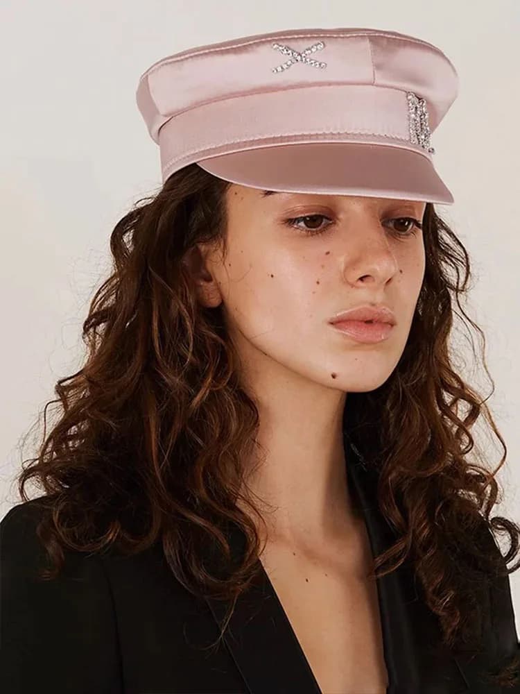 Nouveau diamant lettre gavroche casquettes femmes plat militray casquettes boulanger garçon chapeau tous les styles