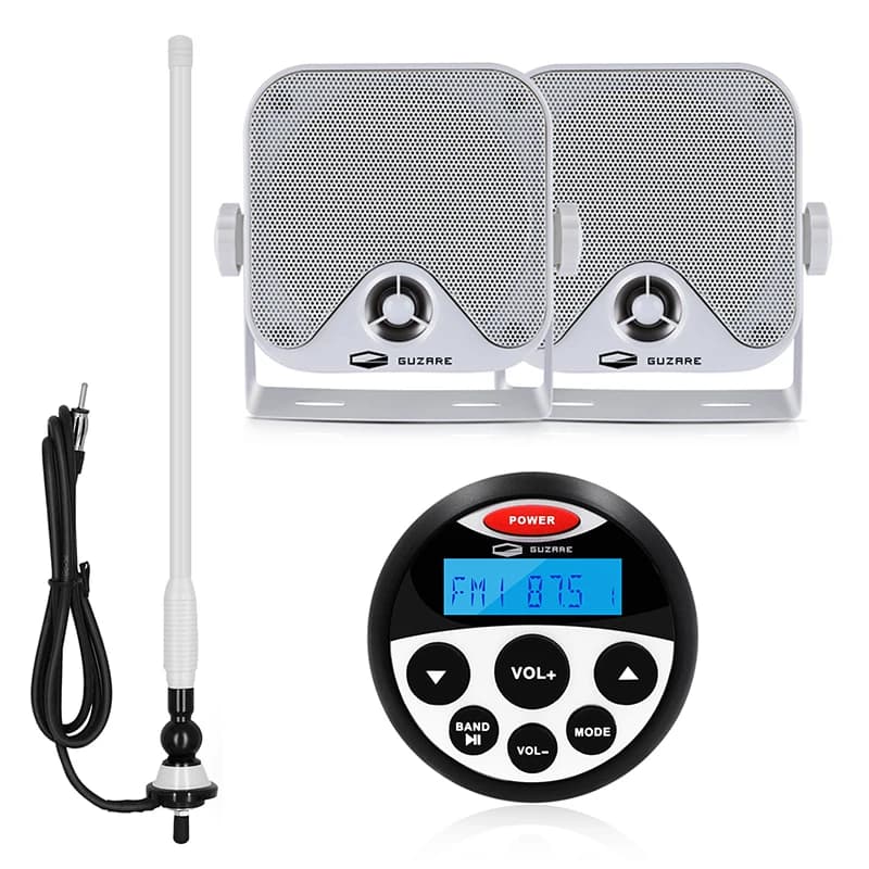 Lecteur MP3 + haut-parleur marin étanche de 4 pouces pour ATV Yacht moto + antenne AM FM, récepteur Audio stéréo Bluetooth pour bateau