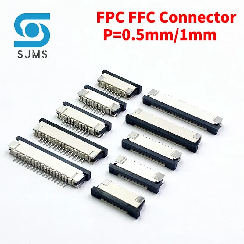 Connecteur FPC FFC 0.5mm 1.0mm, 10 pièces, câble plat, connecteurs PCB SMT ZIF 4 5 6 7 8 10 12 16 18 20 26 28 30 32 36 40 50 54 60P P