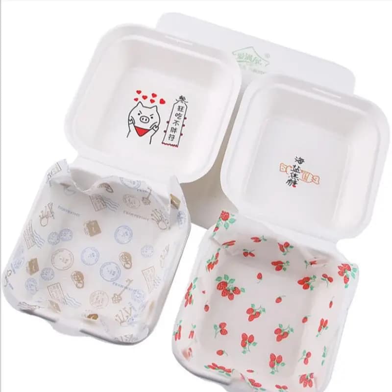 50pcs Bento gâteau boîte coussin papier 7 ''x 7'' Hamburger Cupcake papier résistant à la graisse cuisson emballage papier