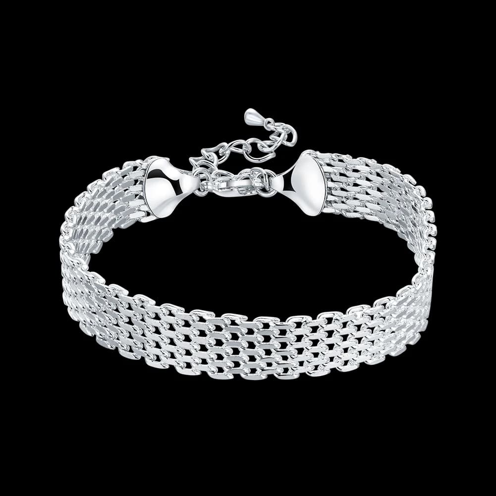 Bracelets en argent sterling 925 pour femmes, chaîne de tissage exquise à la mode, cadeaux de fête de mariage et de noël, bijoux, nouvelle collection