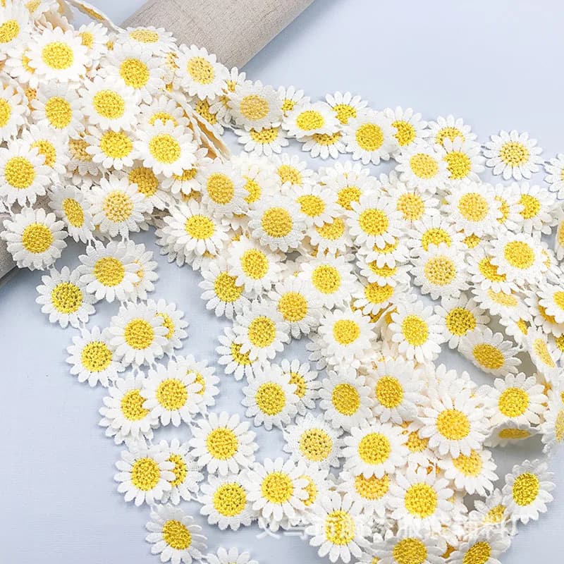 Ruban en dentelle jaune marguerite 2Y pour décoration de mariage, couture domestique, garniture de jupe, oreiller, rideau, accessoires de robe de festival