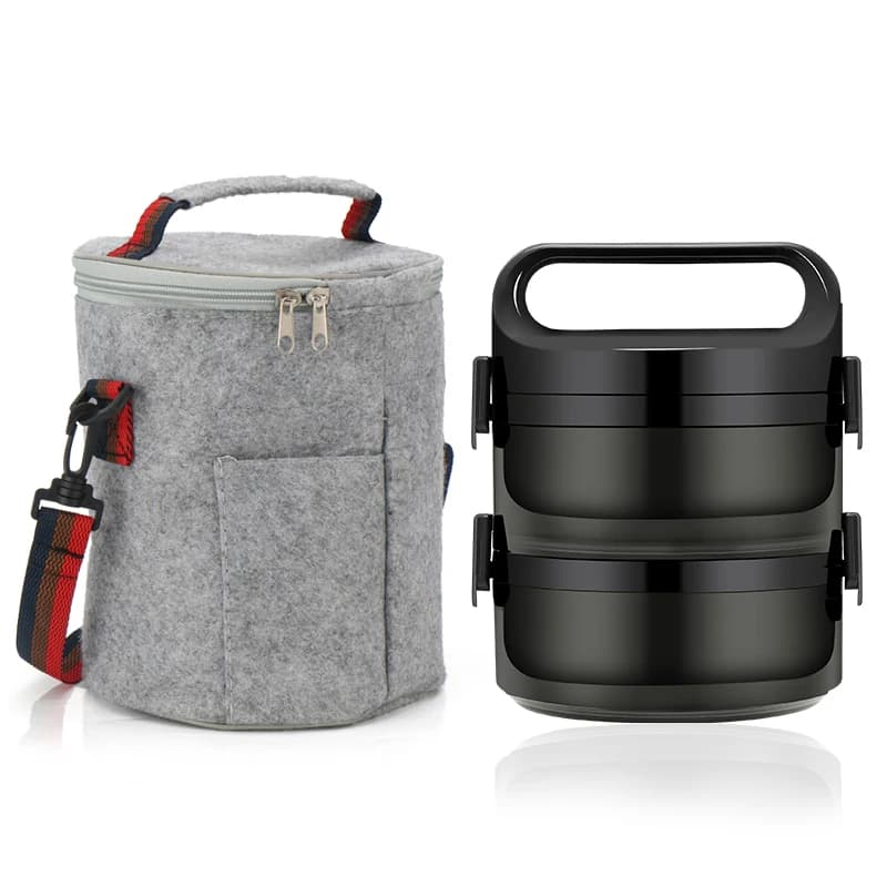 Boîte à déjeuner isolée noire anti-fuite, conteneur de stockage des aliments pour enfants, étudiants, école, grand boîte à Bento Portable sans BPA, ensemble de vaisselle
