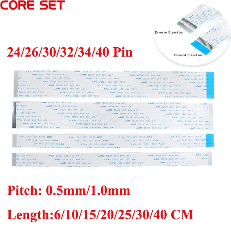 10 pièces FPC/FFC ruban câble plat Flexible 24 26 30 32 34 40 broches pas 0.5/1.0MM fil 6/10/15/20/25/30/40CM câble plat Flexible