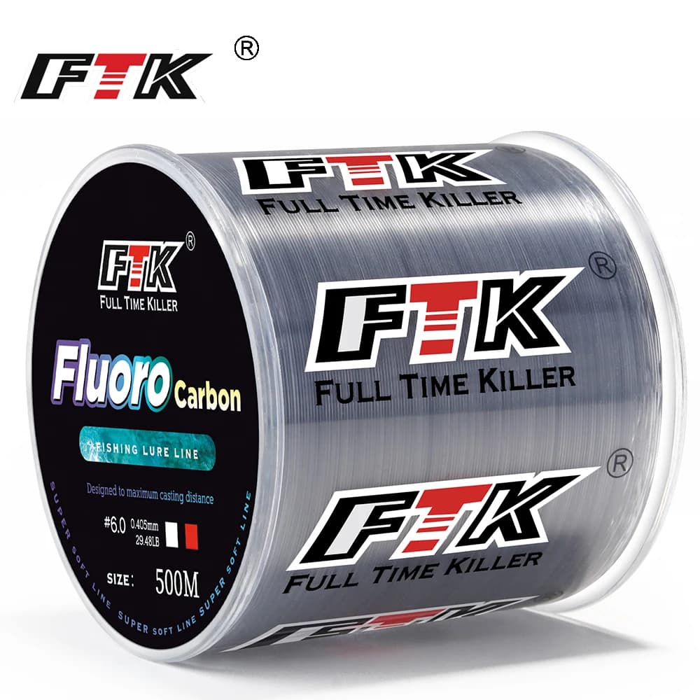FTK – ligne de pêche avec revêtement en Fiber de carbone, 300M / 500M, ligne Leader 0.14-0.5mm 1.88-15.6kg, fluorocarbone portable, taches Super fortes