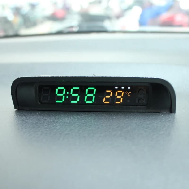 Horloge numérique de voiture solaire, thermomètre à double affichage couleur, interrupteur intelligent, haute précision, accessoire de tableau de bord