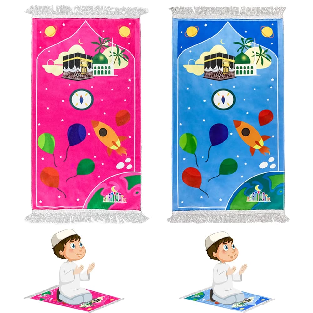 Tapis de Prière Musulman pour Enfant, Style Islamique Turc, avec Virus, Doux et Luxueux, 50x90cm
