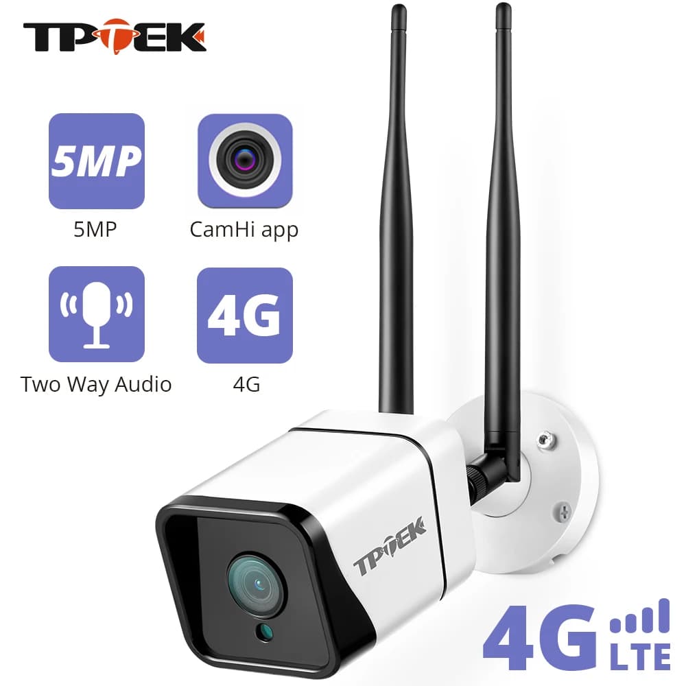 Caméra IP EpiCard, 5MP, 4G, surveillance extérieure, caméra de protection de sécurité à domicile, 1080P, 101 audio bidirectionnel, 3G CamHi Camara Cam