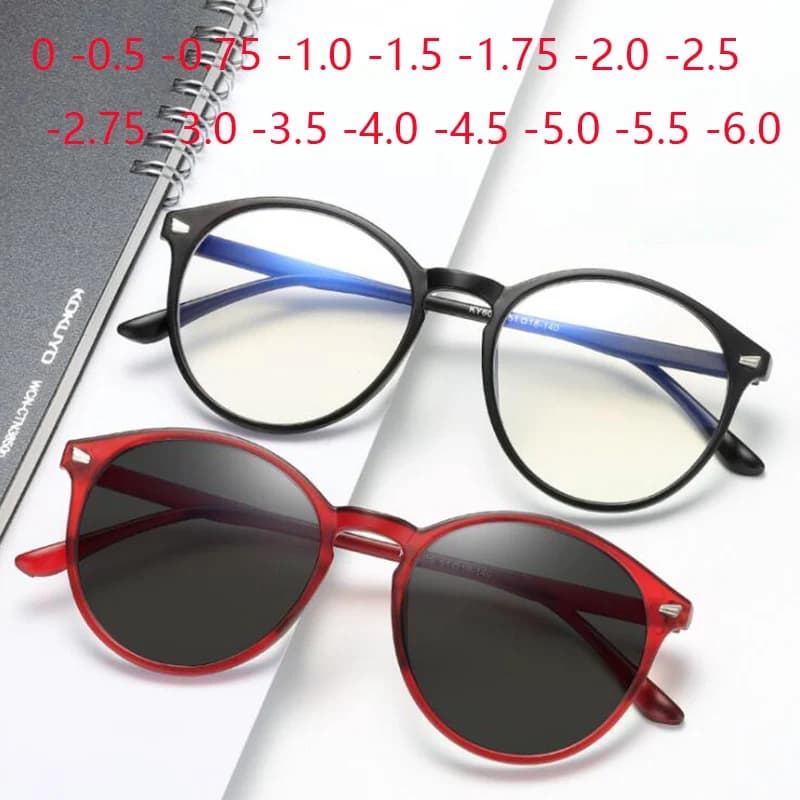 Montures de lunettes optiques finies anti-UV avec lentille de myopie pour femmes hommes soleil photochromisme lunettes degré oculo -1.0 à-6.0