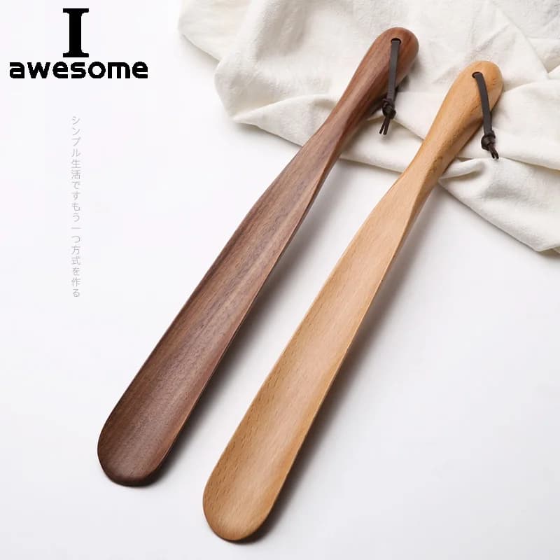 Corne à chaussures professionnelle en bois de noyer noir, Flexible, à Long manche, lève-chaussures utile, cuillère à chaussures professionnelle, outils pour la maison