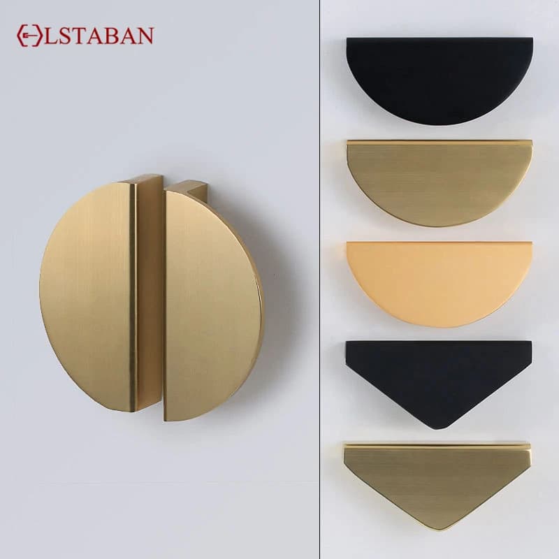 LSTABAN Demi-cercle américain moderne poignée d'armoire intégrée bouton de tiroir carré matériel meubles accessoires poignées de porte
