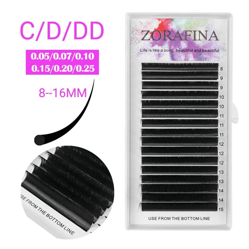 ZORAFINA – faux cils individuels en soie de vison, extensions de cils de haute qualité faux cils extensions de cils faux cils magnétique faux cil faux cils naturel faux cils oeil de biche faux cils