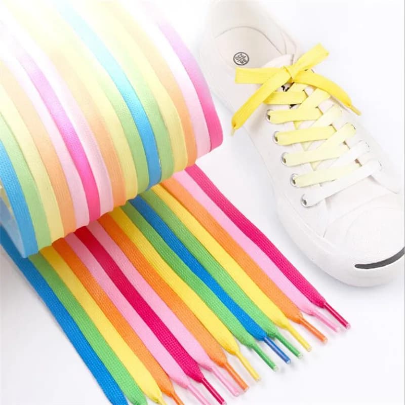 Lacets de Chaussures Plats Dégradés Colorés pour Femme et Homme, Tissu Lumineux, Toile de Loisirs, ix, Bonbons, Mode, 1 Paire