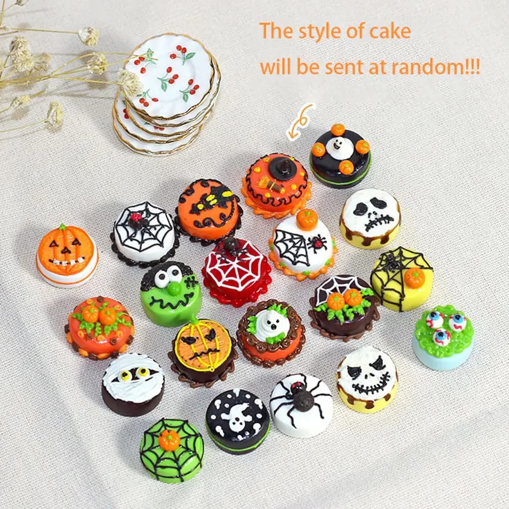 Nourriture Miniature pour maison de poupée 1:12, gâteau au chocolat aux fruits d'halloween ou de noël + soucoupe pour accessoires de poupée Blyth BJD