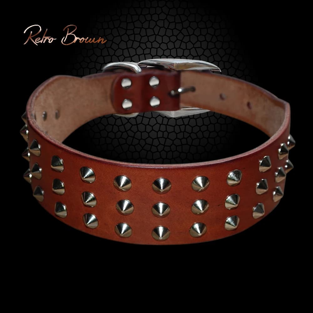 Rivets cloutés collier de chien colliers de chien en cuir pour petits moyens grands chiens colliers pour animaux de compagnie marron durables pour bouledogue Pitbull Boxer