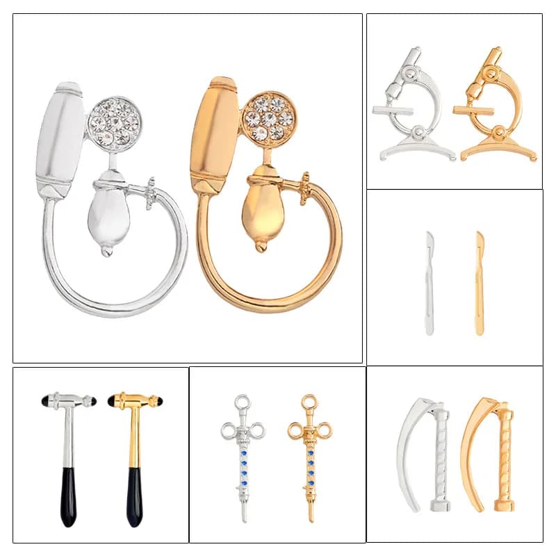 Épingle en émail pour artistes médicaux, seringue, scalpel, microscope, marteau, Hijab, épinglette, insigne de sac à dos, infirmière, médecin, bijoux, cadeau