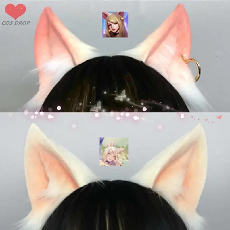 Épingle à cheveux KDA Cat Fox faite à la main, cerceau à cheveux Ahri Cos, accessoire de simulation d'oreille, accessoires de cosplay LOL, bricolage pour Halloween, nouveau