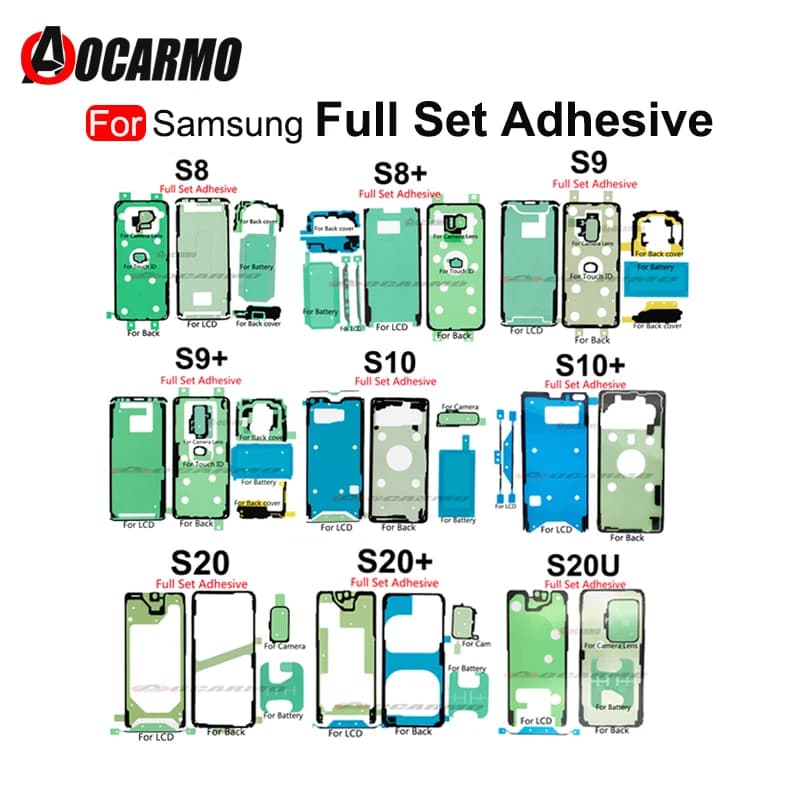 FullSet adhésif étanche pour Samsung Galaxy S8 S9 S10 S22 Plus S20U S21FE S9 + écran LCD couvercle de batterie arrière autocollant bande colle