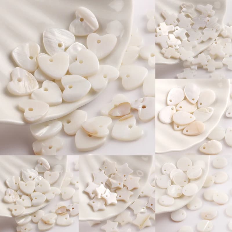 30 pcs/lot naturel blanc nacre coquille perles lâche rond coeur étoile coquille puce breloques perles pour Bracelet fabrication de bijoux