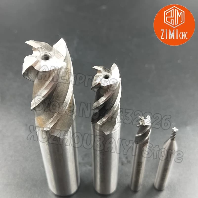 Fraises en bout de 4, 6, 8, 10, 12mm, haute précision, acier HSS, 4 cannelures, dents en aluminium, ensemble d'outils CNC
