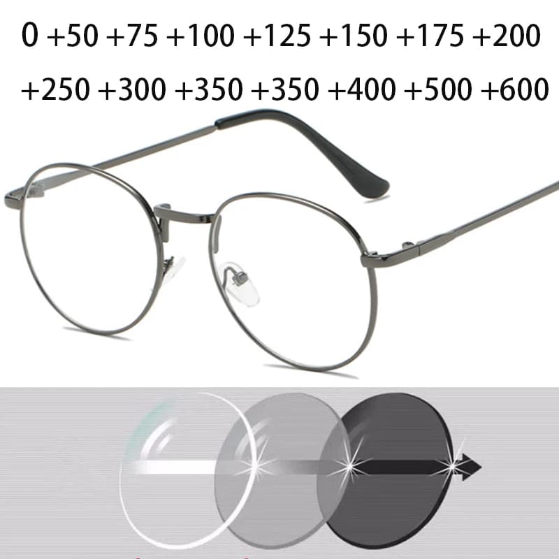 Lunettes de lecture rétro pour hommes et femmes, verres optiques ronds de styliste, tendance, en métal + 50 + 75 + 100 + 150 + 200 + 300 à + 600