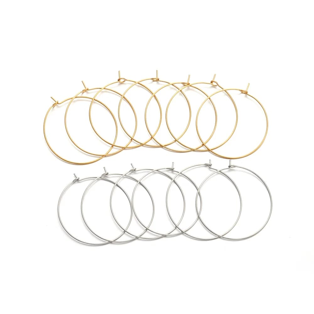 Boucles d'oreilles en fil de grand cercle en acier inoxydable doré, 20 pièces/lot, boucles d'oreilles de haute qualité pour bricolage, boucles d'oreilles pendantes, fournitures de fabrication de