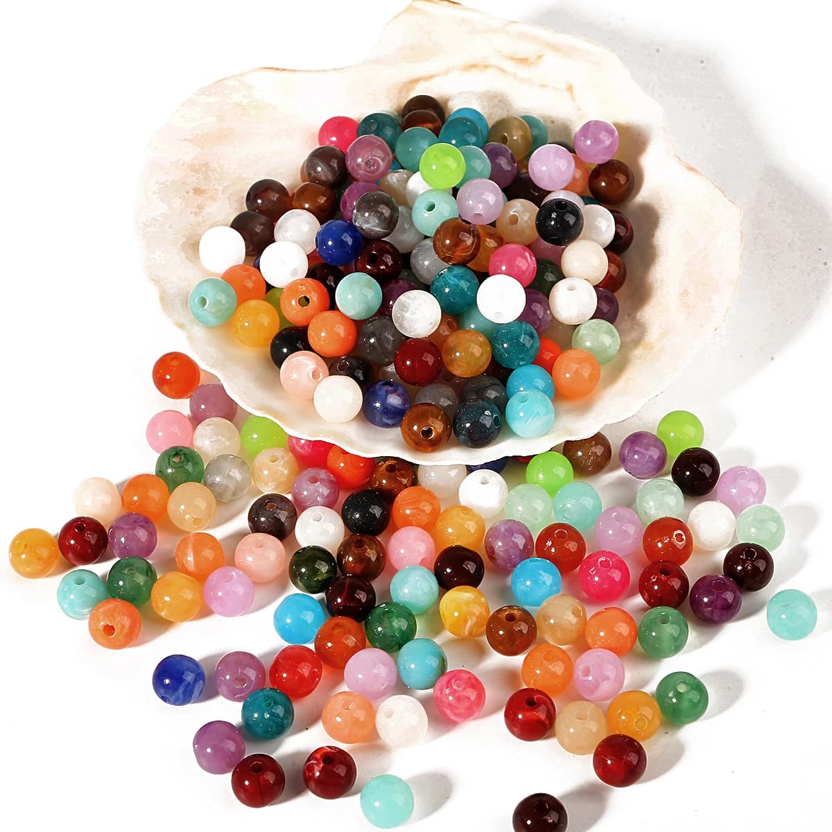 100 pièces/50 pièces 6/8/10mm multicolore acrylique nuages perles effet perles rondes pour collier à faire soi-même Bracelet fabrication de bijoux accessoires