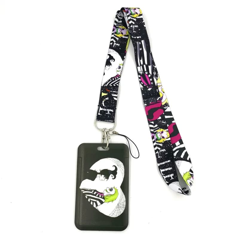 Porte-cartes de crédit et d'identité avec lanière de serpent, film Tim Burton, porte-cartes de voyage pour femmes et étudiantes, Badge, porte-clés de voiture, décorations