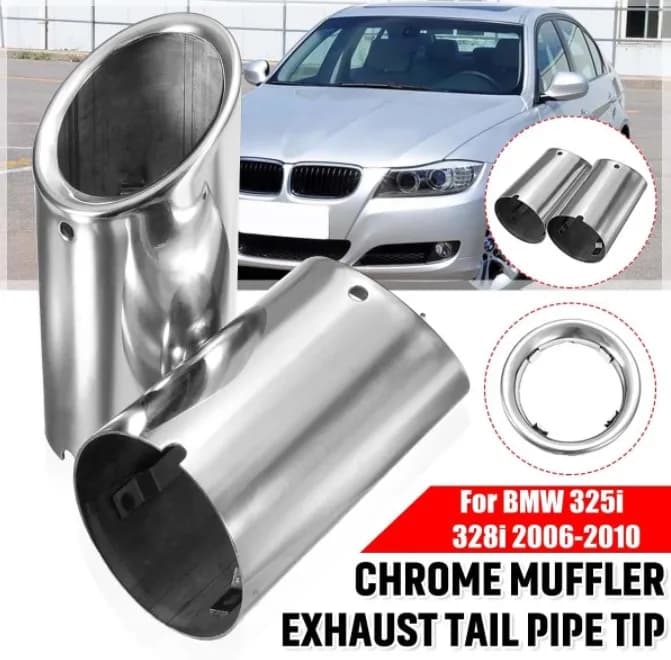Embout de tuyau d'échappement chromé en acier inoxydable pour BMW, silencieux d'accès de voiture, E90, E92, 325i, 328i, série 3, 2006, 2007, 2008, 2009, 2010, 2 pièces