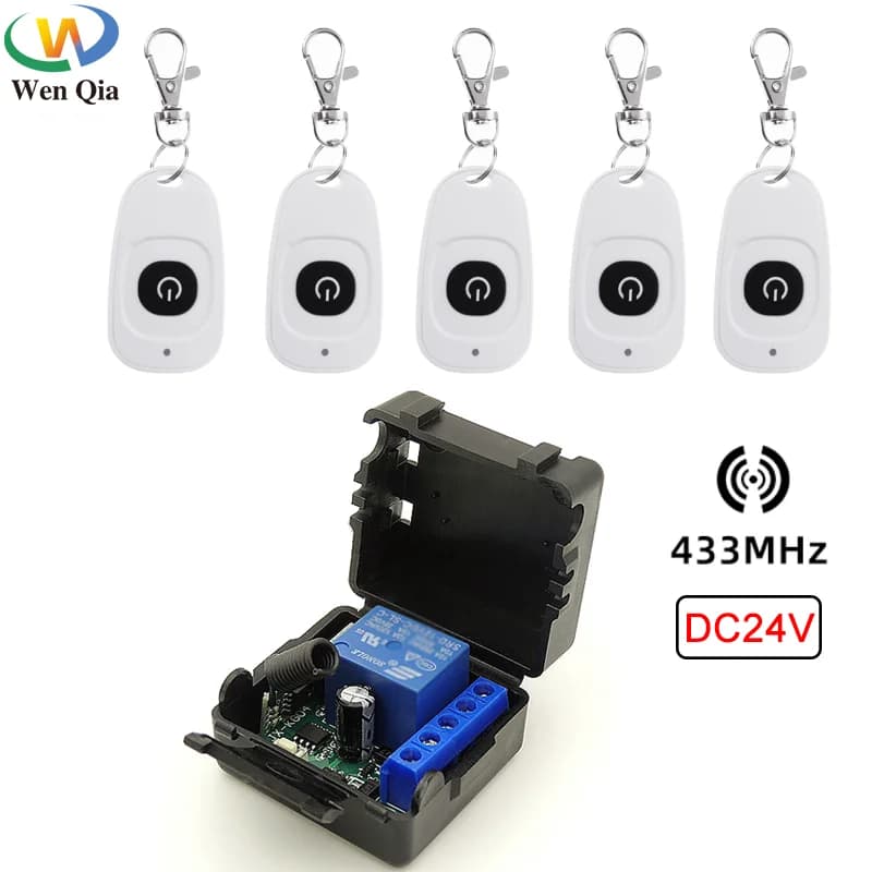 Interrupteur de télécommande sans fil universel 433 MHz, module récepteur et émetteur de relais 1 canal, 24 V CC, 10 A, pour garage/porte électronique