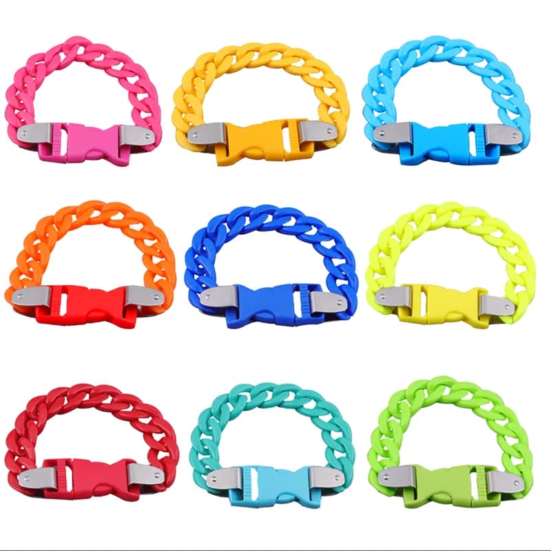Nouveau Punk acrylique lien chaîne boucle Bracelets Bracelet hommes femmes coloré chaînes cubaines Bracelet à breloques mode fête bijoux cadeau