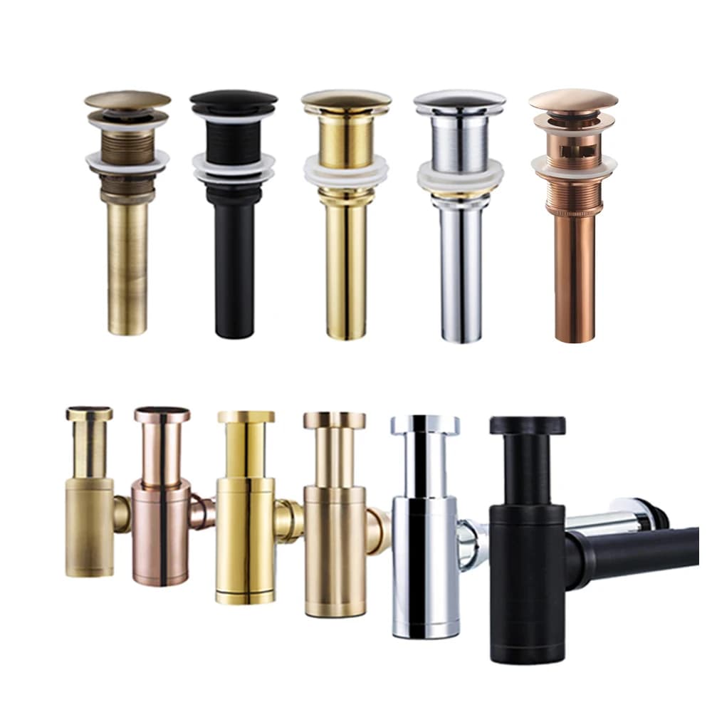 HOBasin-Drain de bouteille avec siphon pop-up d'évier, luminaire européen moderne, tuyau P-Trap noir doré pour la rénovation de la maison
