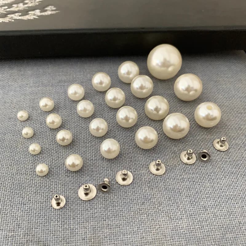 50 ensembles de Rivets en perles d'imitation de 6mm ~ 20mm, clous ronds pour bricolage, sac artisanal en cuir, chaussures, chapeau, vêtements, décoration de mariage