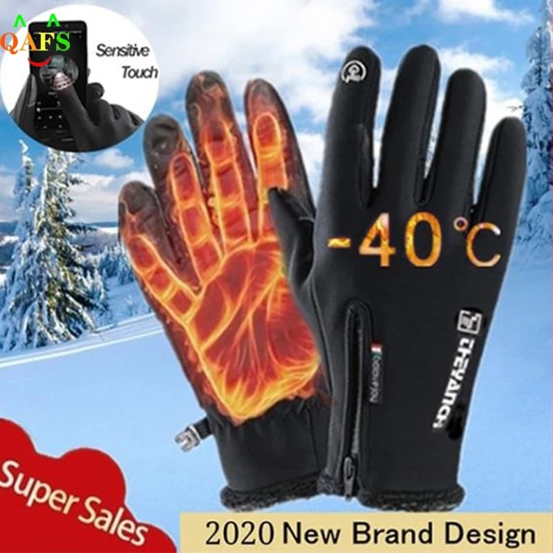 Gants d'équitation de moto thermiques imperméables pour hommes et femmes, gants d'équitation de vélo de montagne, écran tactile, sourire, extérieur, doublé, degré, non ald, hiver
