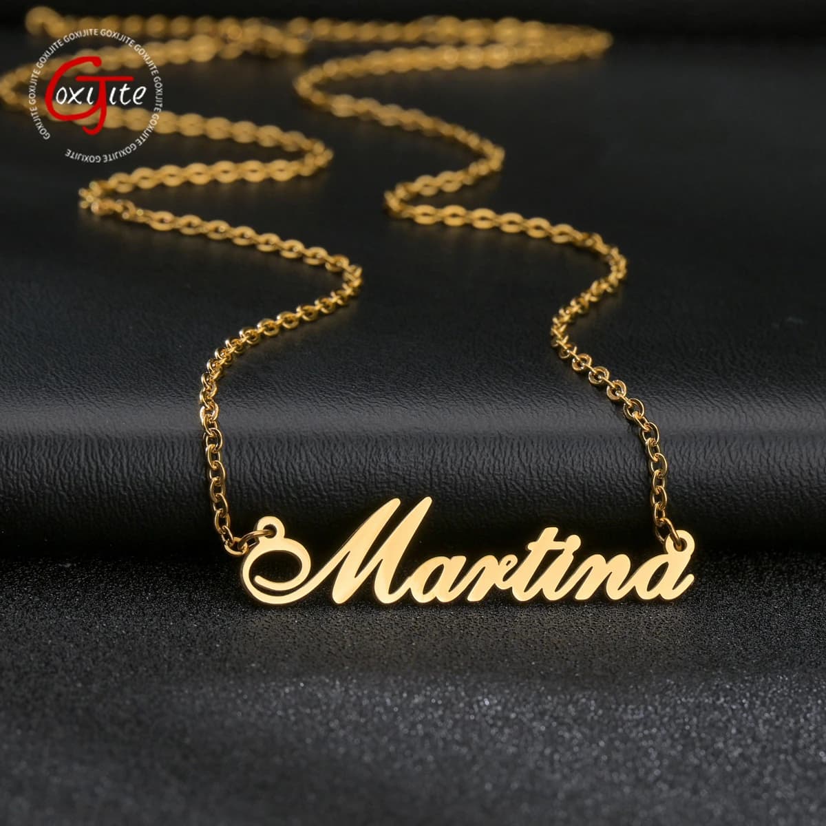 Goxijite – collier avec nom personnalisé pour femmes, en acier inoxydable, pendentif avec lettre Cursive, bijou cadeau
