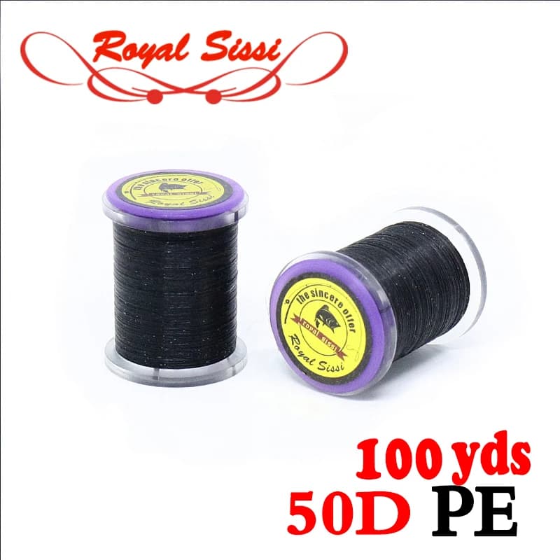 Fil de montage de mouches Royal Sissi 1 bobine, couleur noire, 50 deniers, GSP, super haute résistance, monofilament ciré pour petites mouches, fil de montage 14/0